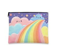 Astuccio per trucchi arcobaleno, graziosa borsa per cosmetici a forma di nuvola, da donna, piccola borsa portatile in tela con cerniera, regalo per bambini e ragazzi, Multicolore, 7x9 Inch, Custodia