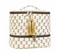 Astuccio per trucco a 2 strati vintage, grande volume, organizer polyv, Fiori, 23*9*12cm, Casual