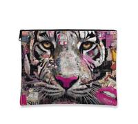 Astuccio per trucco artistico tigre multicolore borsa per il trucco da donna piccolo astuccio portatile in tela con cerniera ideale per la cura della pelle regalo per tutte le, multicolore, 7x9 Inch