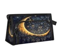 Astuccio per trucco da viaggio per uomo e donna, motivo luna e stella, paesaggio della foresta 3D, astuccio da toeletta, organizer per borsa da bagno, colore L, organizer per borsa, colore, L,