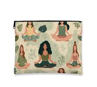 Astuccio per trucco floreale bohémien, borsa da viaggio per cosmetici da meditazione, borsa portatile in tela con cerniera organizer per la cura di sé, essenziale per la cura della pelle quotidiana