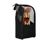 Astuccio per trucco verticale - organizer da toilette impermeabile e grande formato, borsa di bellezza portatile | per viaggi, w nds, viaggi professionali, campeggio, dormitorio, zaino, Nero , Se