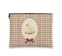 Astuccio per trucco vintage a forma di anatra, borsa da viaggio da donna, piccola borsa portatile in tela con cerniera, regalo ideale per Pasqua e primavera, astuccio, rosso, 7x9 Inch, Anatra