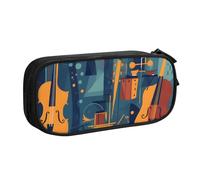 Astuccio per violoncello per ragazzi e ragazze con musica colorata grande astuccio per penne da scrivania organizer per cancelleria astuccio per scuola ufficio borsa per trucco con cerniera, Nero