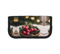 Astuccio piccolo con scritta "Merry Christmas", semplice astuccio, per matite estetiche, portapenne da ufficio, Nero , Taglia unica, Organizer per borse