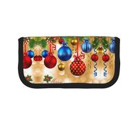 Astuccio piccolo con scritta "Merry Christmas", semplice astuccio, per matite estetiche, portapenne da ufficio, Nero , Taglia unica, Organizer per borse