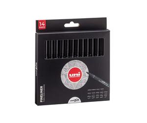 Astuccio Pin fineliner - nero - 14 gradazioni - Uni Mitsubishi - conf. 14 pezzi