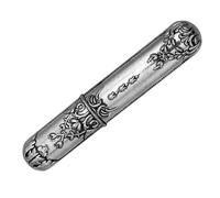 Astuccio Porta Aghi da Cucito Vintage in Lega, Argento | Tubo Compatto Coperchio, Rilievi 3d, per Ricamo, Corsi e Casa