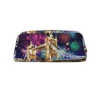 Astuccio porta penne a sfera con cerniera per scuola di stampa Night London Tower Bridge, Argento, Taglia unica, Astuccio per trucchi