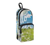 Astuccio portamatite a forma di capra sul prato estivo, grande capacità, con scomparto per studenti, a forma di zaino, organizer per cancelleria, astuccio per matite e pennarelli, per scuola, ufficio,