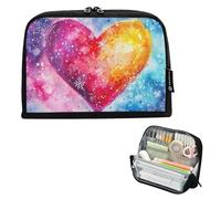 Astuccio portamatite a forma di cuore con galassia con chiusura magnetica convertibile, per scuola, ufficio, viaggi