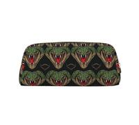 Astuccio portamatite a forma di cuore con stampa di teste di cobra, astuccio con cerniera, astuccio portatile per cancelleria - ufficio e viaggio, Oro, One Size, Art Deco