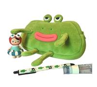 Astuccio portamatite a forma di rana, alla moda, elegante astuccio per la scuola, compatto e resistente, con cerniera, pratico organizer colorato per la scrittura, accessorio per l'apprendimento
