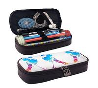 Astuccio portamatite, astuccio in pelle di grande capacità, carino cartone animato bulldog borsa per il trucco per donne e uomini, Silhouette Uomo, Taglia unica