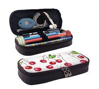 Astuccio portamatite, astuccio in pelle di grande capacità, carino cartone animato pere, borsa per il trucco per donne e uomini, Graziosa ciliegia., Taglia unica