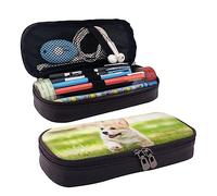 Astuccio portamatite, astuccio in pelle di grande capacità, carino e alla moda, borsa per il trucco per donne e uomini, Cucciolo Corgi, Taglia unica
