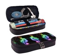 Astuccio portamatite, astuccio in pelle di grande capacità, carino e alla moda, borsa per il trucco per donne e uomini, Note musicali., Taglia unica