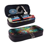 Astuccio portamatite, astuccio in pelle di grande capacità, carino foresta sotto le stelle, borsa per il trucco per donne e uomini, Graffiti Mattone Colorato, Taglia unica, Astuccio