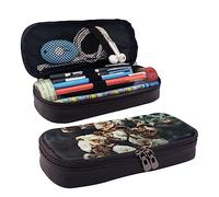 Astuccio portamatite, astuccio in pelle di grande capacità, carino foresta sotto le stelle, borsa per il trucco per donne e uomini, Fiori., Taglia unica, Astuccio