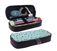 Astuccio portamatite, astuccio in pelle di grande capacità, grazioso astuccio per trucchi artistici con petali di Ggolden per donne e uomini, Panda Bear Cartoon, Taglia unica