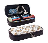 Astuccio portamatite, astuccio in pelle di grande capacità, grazioso astuccio per trucchi con foresta autunnale, per donne e uomini, Corgi, Taglia unica