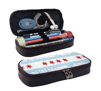 Astuccio portamatite, astuccio in pelle di grande capacità, grazioso astuccio per trucchi con margherite, per donne e uomini, Chicago, orizzonte, Taglia unica