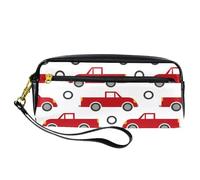 Astuccio portamatite, astuccio rosso con camioncino, astuccio in pelle PU con cerniera, per ragazzi e ragazze, per scuola e ufficio