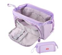 Astuccio Portamatite Astuccios Matite Di Grande, 22×9×13cm Astuccio Di Grande Capacità Con 3 Scomparti, Resistente Pencil Case con Maniglia, Grandi Pencil Case Viola pour Articoli Da Ufficio