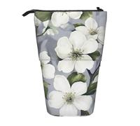 Astuccio portamatite blu stampato con mulino a vento portapenne telescopico astuccio in tessuto Oxford Pop Up Makeup Bag per ufficio medio, Fiore bianco, Taglia unica, Astuccio per trucchi
