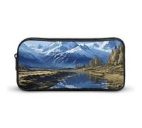 Astuccio portamatite capiente con organizer a tema Montagne Innevate e cern