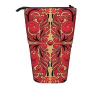 Astuccio portamatite, carino astuccio per matite in piedi, astuccio porta matite retrattile, giallo dorato girasole borsa organizer per cancelleria, Modello di arte russa, Taglia unica, Ewfffd