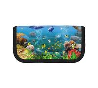 Astuccio portamatite colorato con mondo sottomarino piccolo astuccio semplice astuccio estetico astuccio portapenne portapenne ufficio, Nero , Taglia unica, Organizer per borse