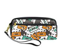 Astuccio portamatite, con audiocassetta retrò e film clapper, astuccio in pelle PU con cerniera, per ragazzi e ragazze, per scuola e ufficio