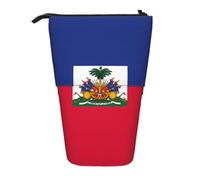 Astuccio portamatite con bandiera haitiana, supporto espandibile, tessuto Oxford multi-design, altezza regolabile, borsa cosmetica multiuso