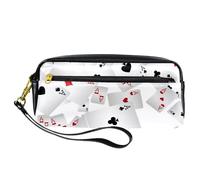 Astuccio portamatite, con carte da gioco che cadono, astuccio in pelle PU con cerniera, per ragazzi e ragazze, per scuola e ufficio