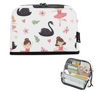 Astuccio portamatite con cerniera, grande ballerina di cartone animato, per ragazze e aula e forniture colorate per scuola e ufficio