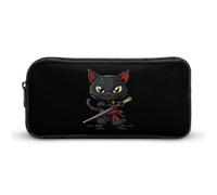 Astuccio portamatite con gatto ninja samurai giapponese, astuccio per penne e cosmetici, organizer per viaggi, ufficio