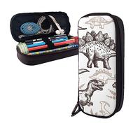 Astuccio portamatite con impronte di dinosauri, grande capacità, astuccio portatile con cerniera per organizer da ufficio, Nero , Taglia unica