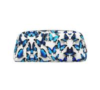 Astuccio portamatite con stampa di molte farfalle blu, spazioso ed elegante, con cerniera, ideale come regalo per scuola e ufficio, Oro, Taglia unica, Organizer per borse