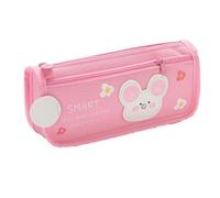 Astuccio portamatite con topolino in stile cartone animato, grande capacità, design semplice e creativo, tessuto Oxford, astuccio portatile per bambini e studenti, colore rosa, ideale per la scuola e