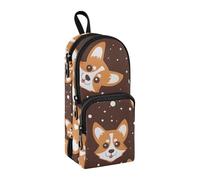 Astuccio portamatite con volto di cane Corgi, grande capacità, con scomparto per studenti, a forma di zaino, organizer per cancelleria, astuccio per matite e pennarelli, per scuola, ufficio, lavoro,