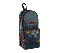 Astuccio portamatite da parete, grande capacità, con scomparto per studenti, a forma di gatto, organizer per cancelleria, per scuola, ufficio, lavoro, Gatto nero nel muro, Taglia unica, Valigetta