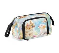 Astuccio portamatite di grande capacità, astuccio portapenne, astuccio per cosmetici, regalo per ufficio, scuola, adolescenti, ragazze, ragazzi, gatti, cani, farfalle, Farfalla per cani, Taglia unica