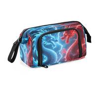Astuccio portamatite di grande capacità, astuccio portapenne, astuccio per penne e cosmetici, regalo per ufficio, scuola, adolescenti, ragazze, ragazzi, dragone blu rosso, Resa dei conti del drago