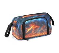 Astuccio portamatite di grande capacità, astuccio portapenne, borsetta per cosmetici, regalo per ufficio, scuola, adolescenti, ragazze, ragazzi, fiamme, lupo, Lupo della fiamma, Taglia unica, Cartoni