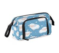 Astuccio portamatite di grande capacità con pecora su blu, astuccio per cancelleria per ufficio e scuola, Multicolore, Zaino per la scuola