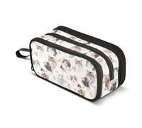Astuccio portamatite di grande capacità, con scomparto per pennelli e astuccio, per bambini, università, cartoni animati, gatti americani, bianco