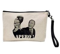 Astuccio portamatite e trucco in lino stampato citazione Jacques Chirac apero Ref 129