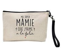 Astuccio portamatite e trucco in lino stampato citazione Ma super nonna que je aime a la follia ref 380
