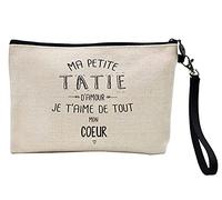 Astuccio portamatite e trucco in lino stampato citazione My Little tatie d'amore je t'aime de tout mon coeur ref 291